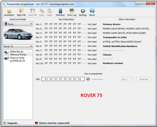 9-ROVER-75-key-learning-programming-device